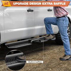 Running Boards Nerf Bars Side Steps for 2004-2023 Nissan Titan & Titan XD Crew Cab 4 Door, Powder Coated Black High-Strength Carbon Steel, Direct Bolt-On Off-Road Step Rails POFENZE