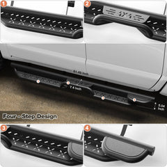 Running Boards Nerf Bars Side Steps for 2004-2023 Nissan Titan & Titan XD Crew Cab 4 Door, Powder Coated Black High-Strength Carbon Steel, Direct Bolt-On Off-Road Step Rails POFENZE