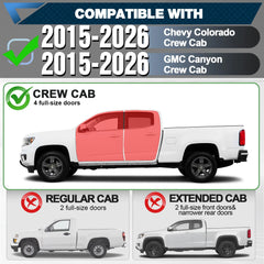 Running Boards Side Step for 2015-2026 Chevrolet Chevy Colorado/GMC Canyon Crew Cab Black Side Steps Bars