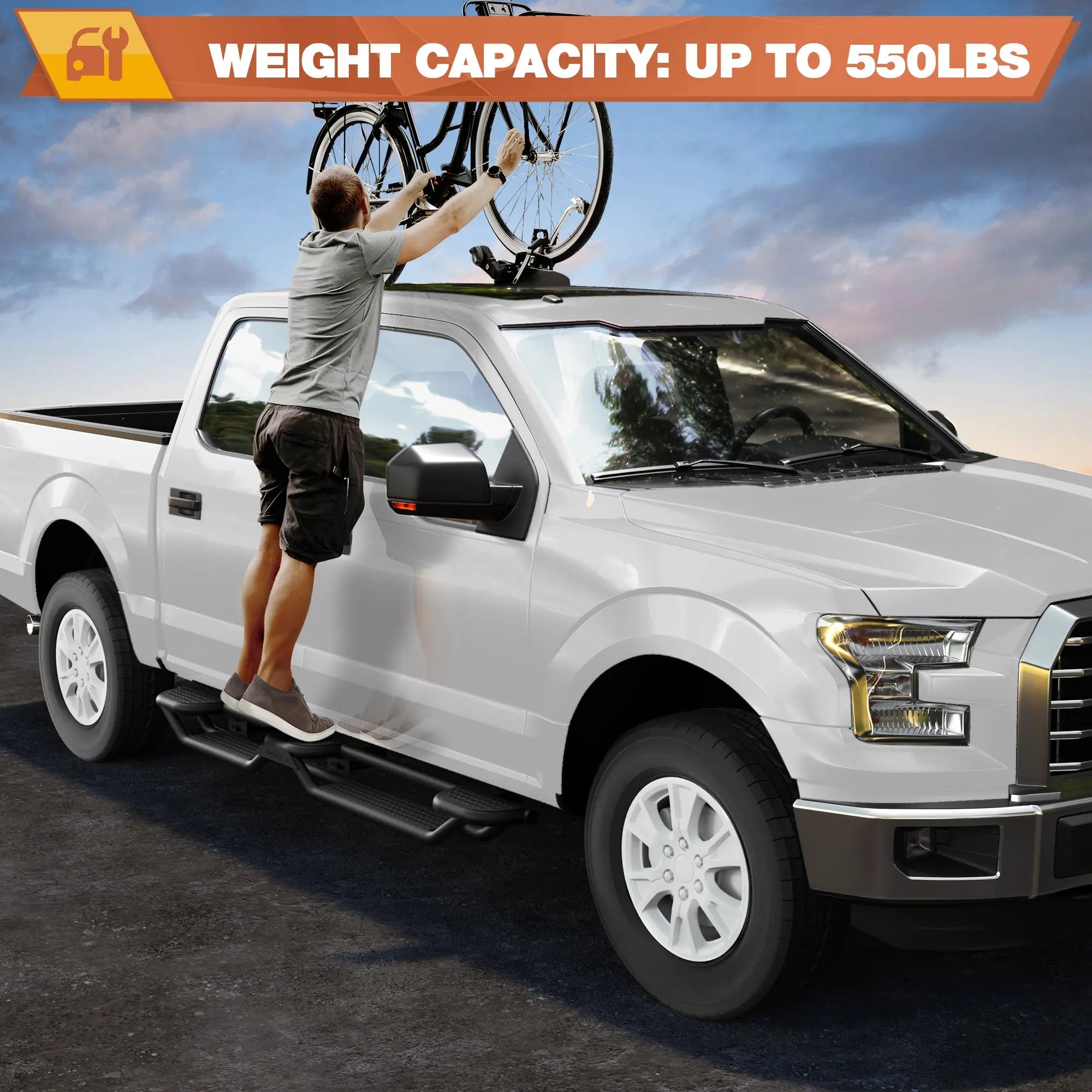 Running Boards Side Steps Compatible with 2009-2014 Ford F150 F-150 SuperCrew Cab - POFENZE