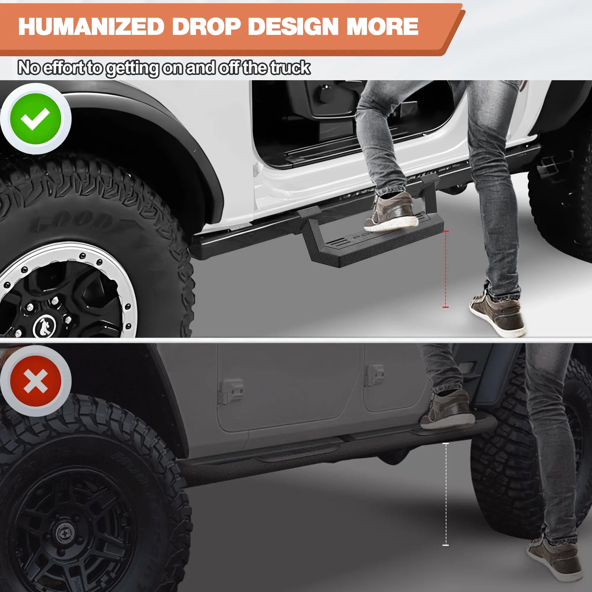 Running Boards Side Steps Ford Bronco 2021-2025 2-Door with Original Rock Rails POFENZE