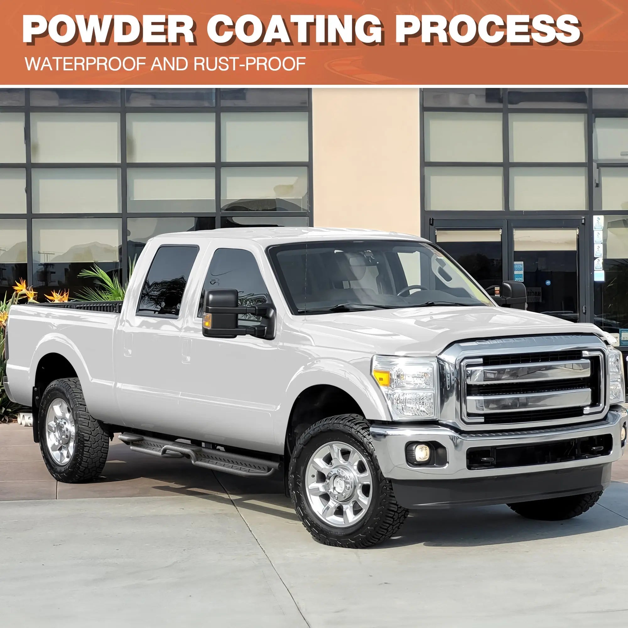 Running Boards Side Steps Two Raised Step Compatible for 1999-2016 Ford F250 SuperCrew (4 Door), 2 Stairs Side Step Rails Coated Black Carbon Steel Nerf Bars POFENZE
