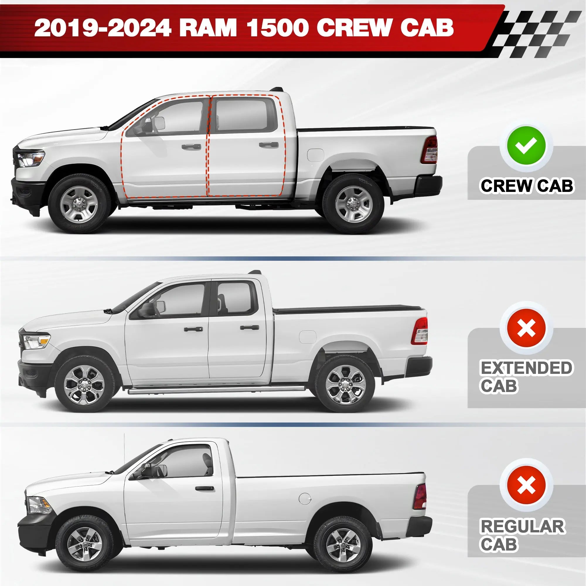 Running Boards Side Steps Two Raised Step Compatible with 2019-2025 Dodge Ram 1500 Crew Cab (4 Doors ONLY) POFENZE