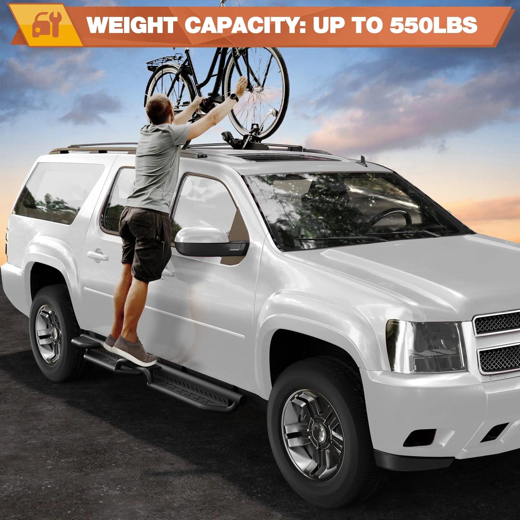 Running Boards Side Steps for 2006-2014 GMC Yukon XL Black Step Bars POFENZE