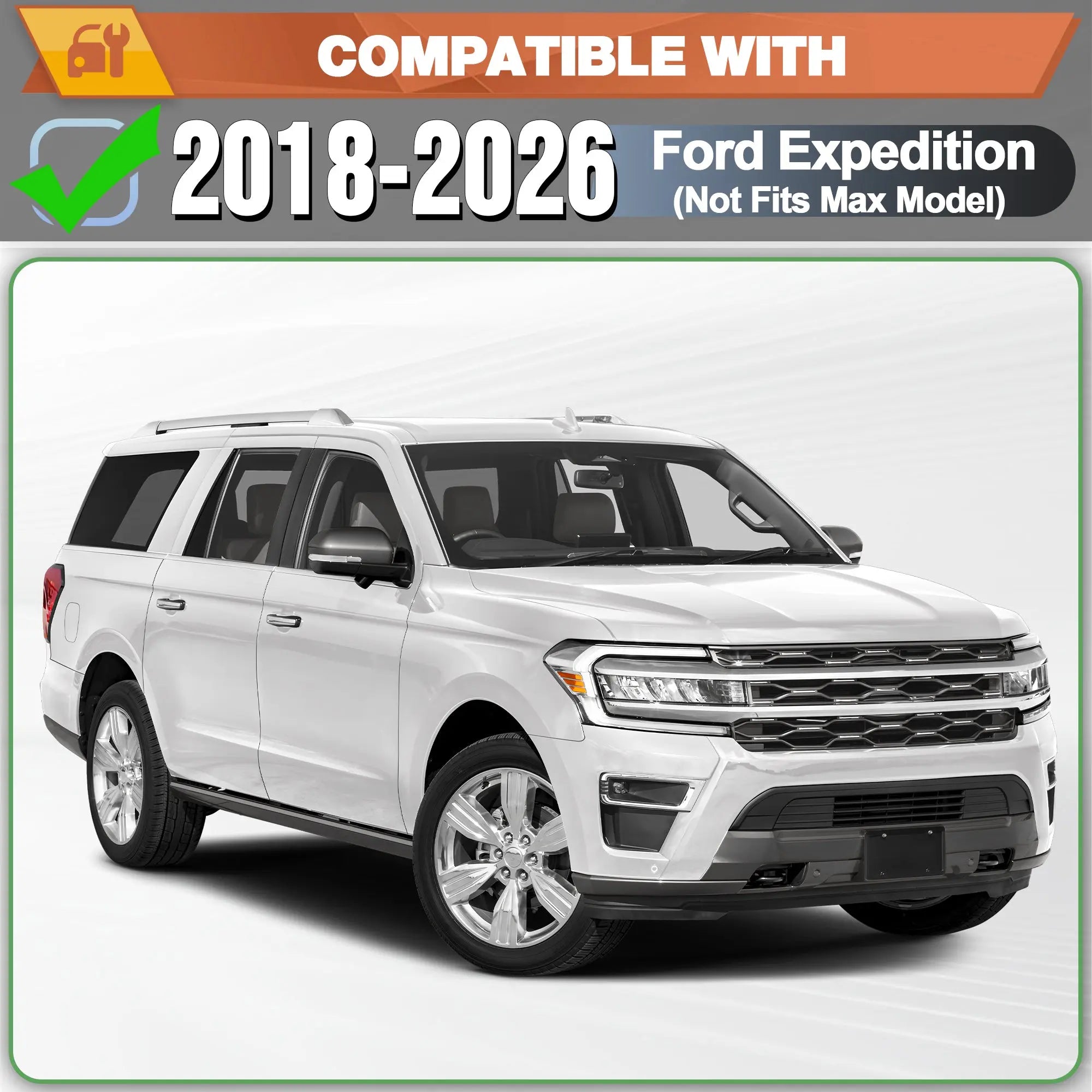 Running Boards Side Steps for 2018-2026 Ford Expedition and 2018-2026 Lincoln Navigator Crew Cab Black Nerf Bars - POFENZE