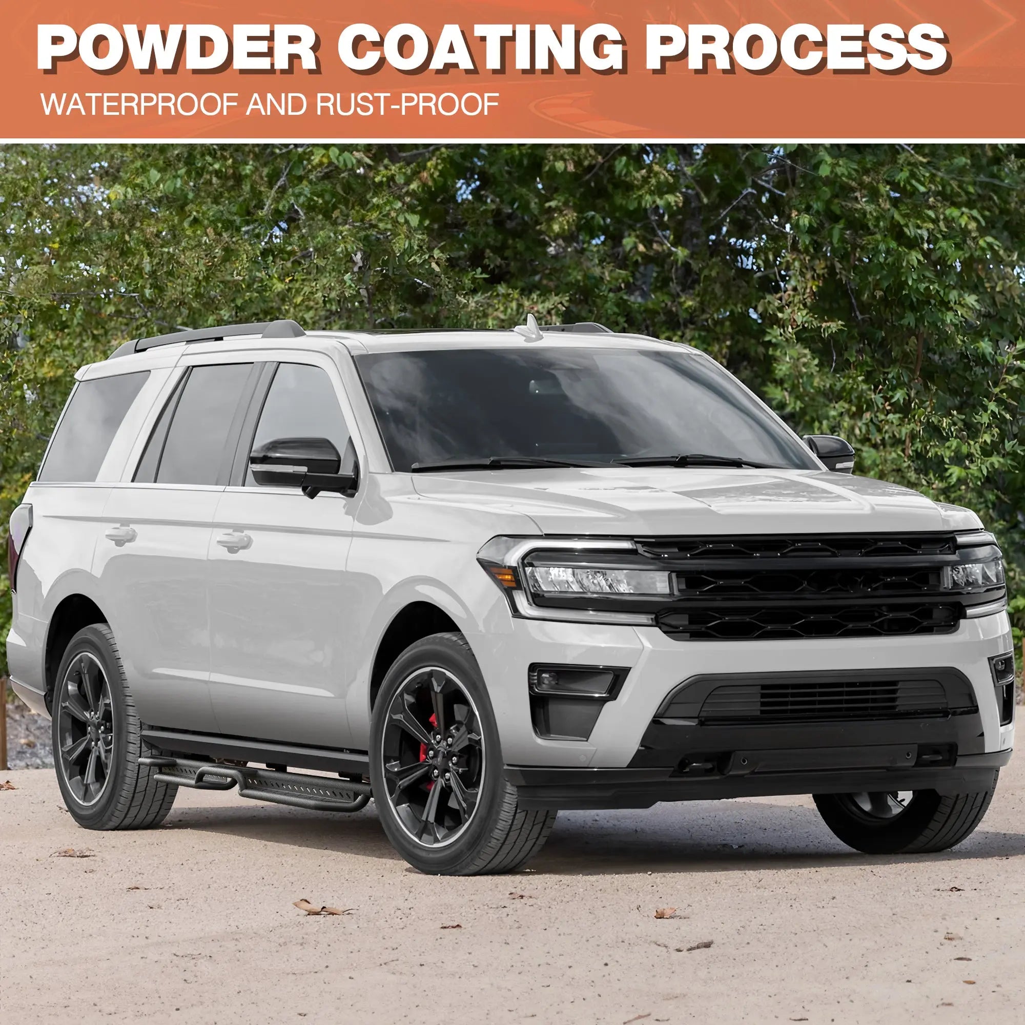 Running Boards Side Steps for 2018-2026 Ford Expedition and 2018-2026 Lincoln Navigator Crew Cab Black Nerf Bars - POFENZE