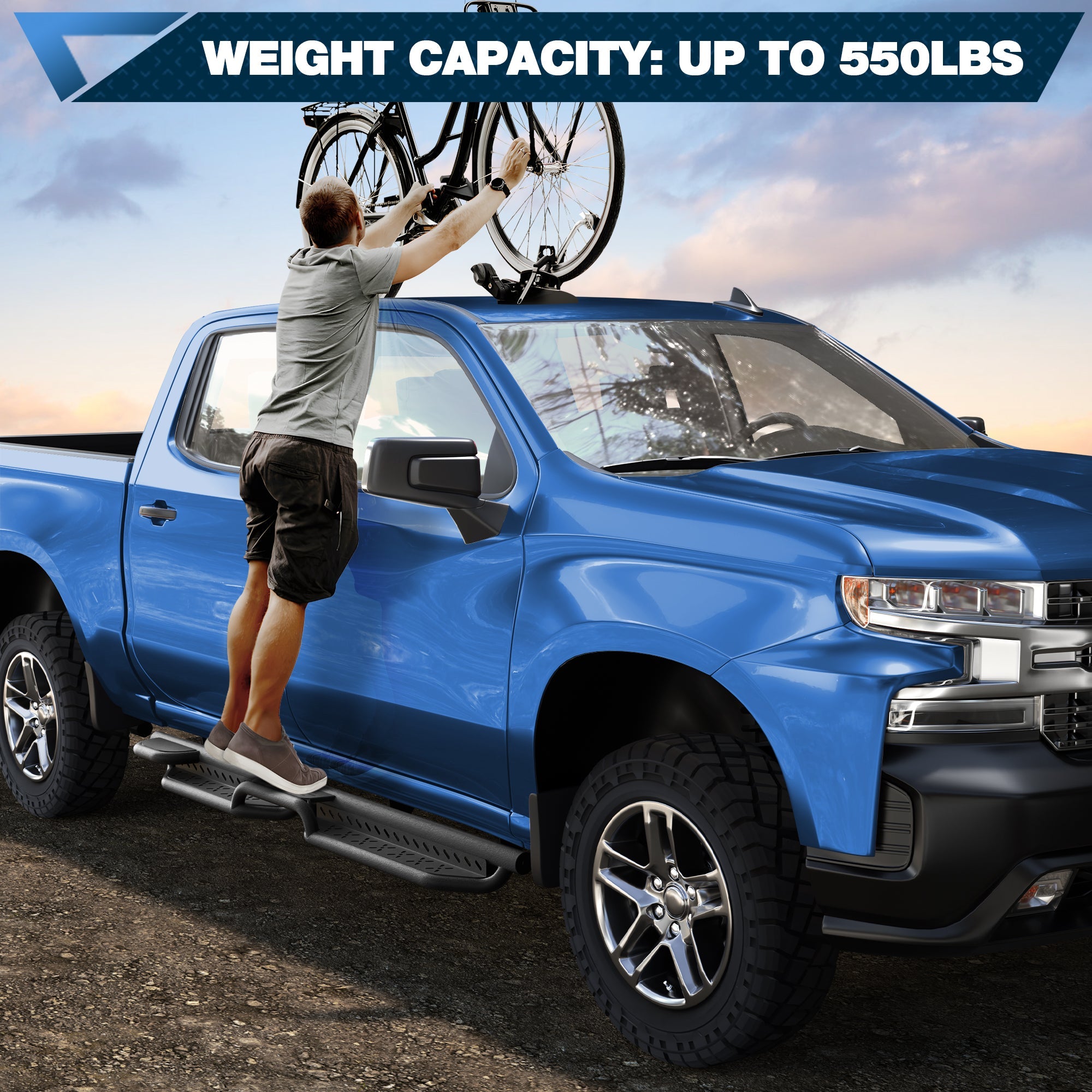 Stable Wide Step 550 lbs Weight Capacity – POFENZE Black Side Steps for 2015-2026 Chevy Colorado Crew Cab