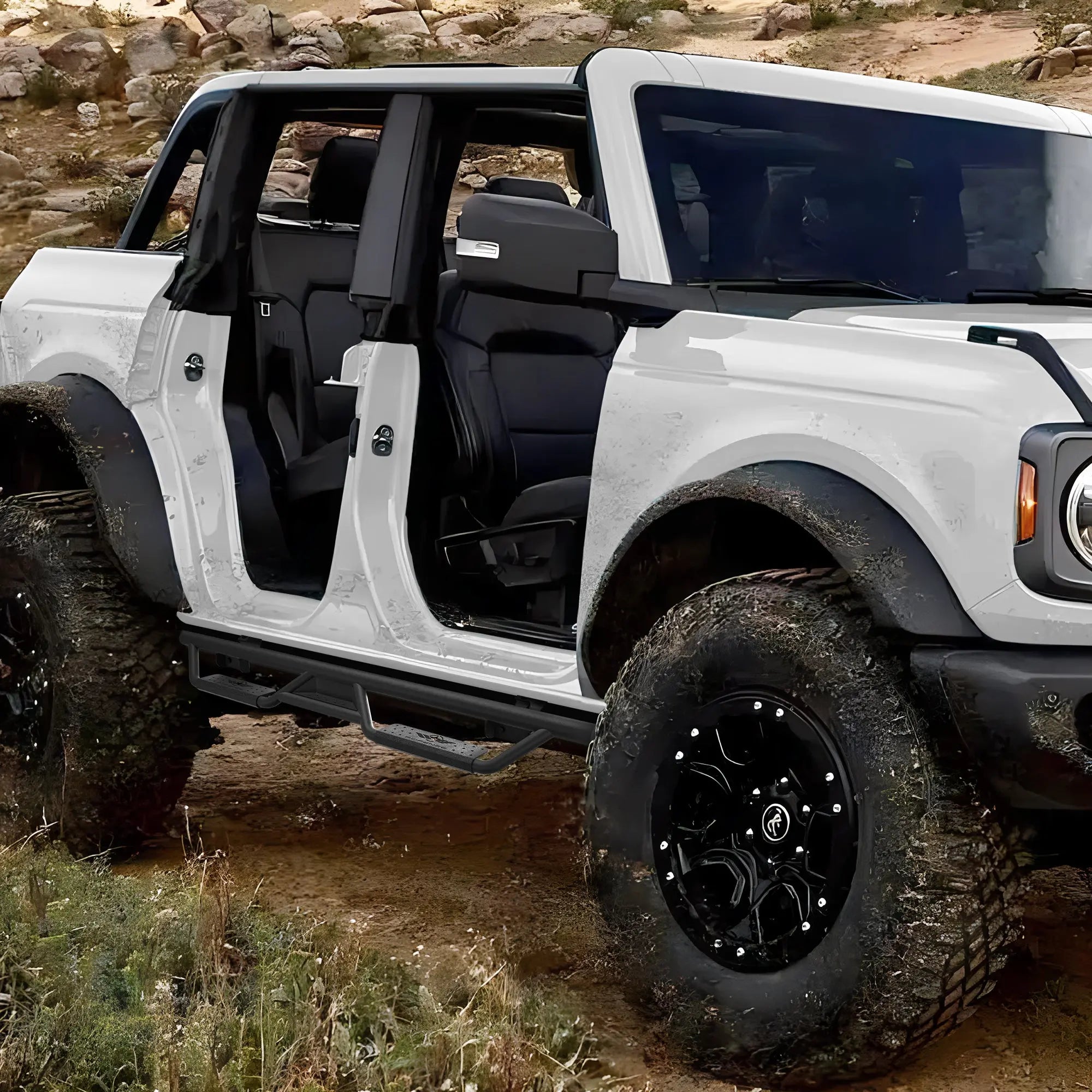 Running Boards Side Steps for Ford Bronco 2021 2022 2023 2024 2025 Removable Car Door Steps 4 Packs POFENZE