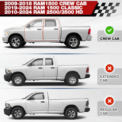 Running Boards Two Raised Step for 2009-2018 Dodge Ram 1500 (Including 2019-2025 Classic), 2010-2025 Ram 2500/3500 Crew Cab POFENZE
