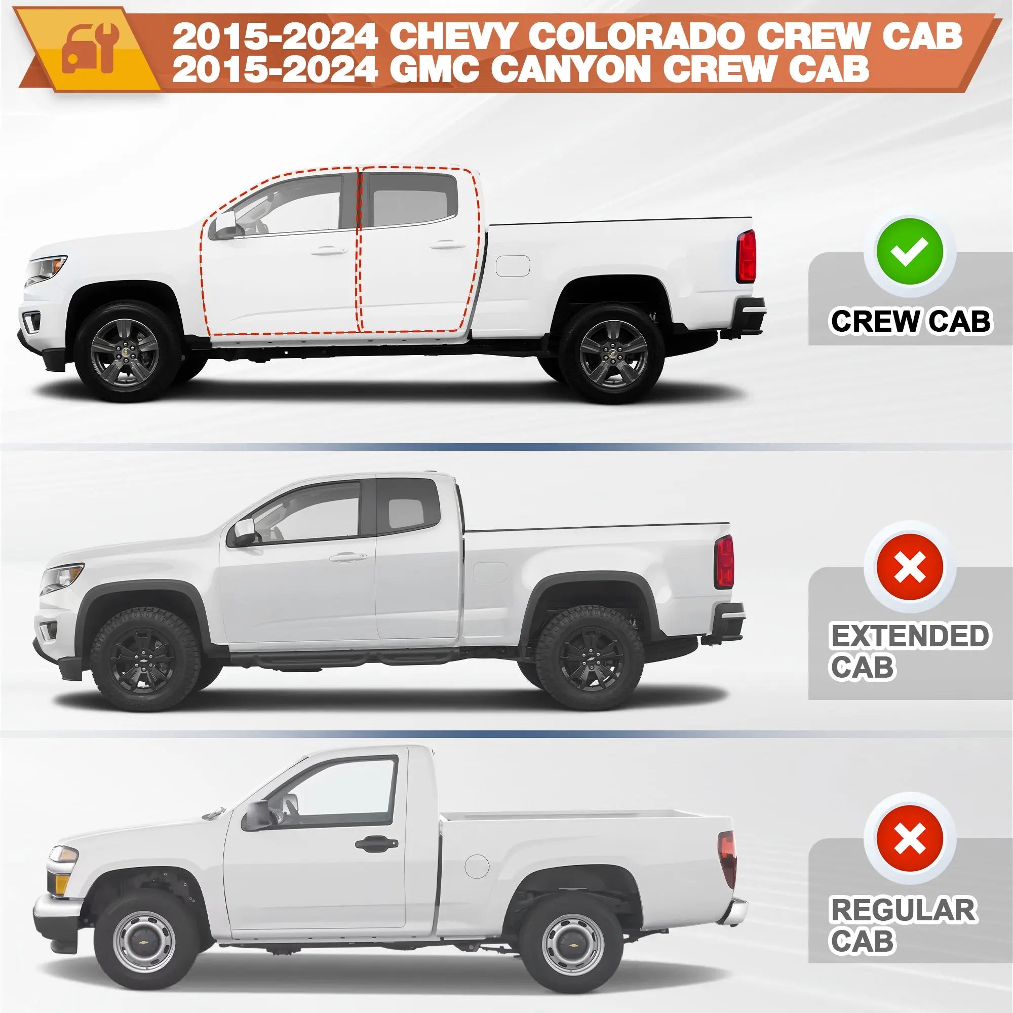 Running Boards Two Raised Step for 2015-2025 Chevrolet Chevy Colorado/GMC Canyon 4 Full Size Doors Powder-Coated Black Side Steps Nerf Bars POFENZE