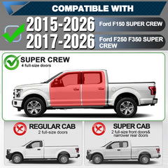 Fitment Guide: Compatible with 2015-2026 Ford F-150 SuperCrew & 2017-2026 F-250 F-350 Crew Cab | POFENZE Running Boards