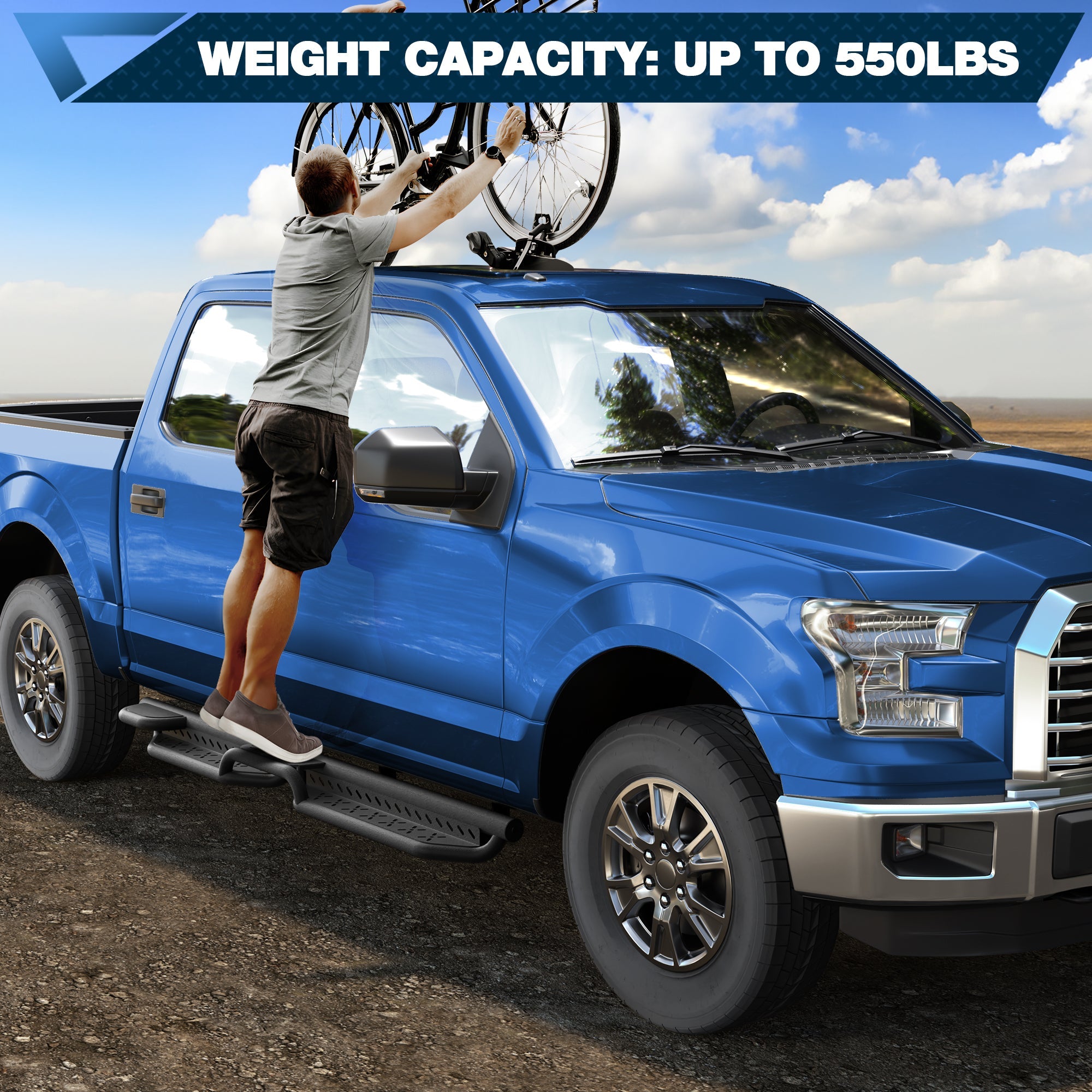 550 lbs Weight Capacity Running Boards for 2015-2026 Ford F-150 SuperCrew & 2017-2026 F-250 F-350 Crew Cab POFENZE 