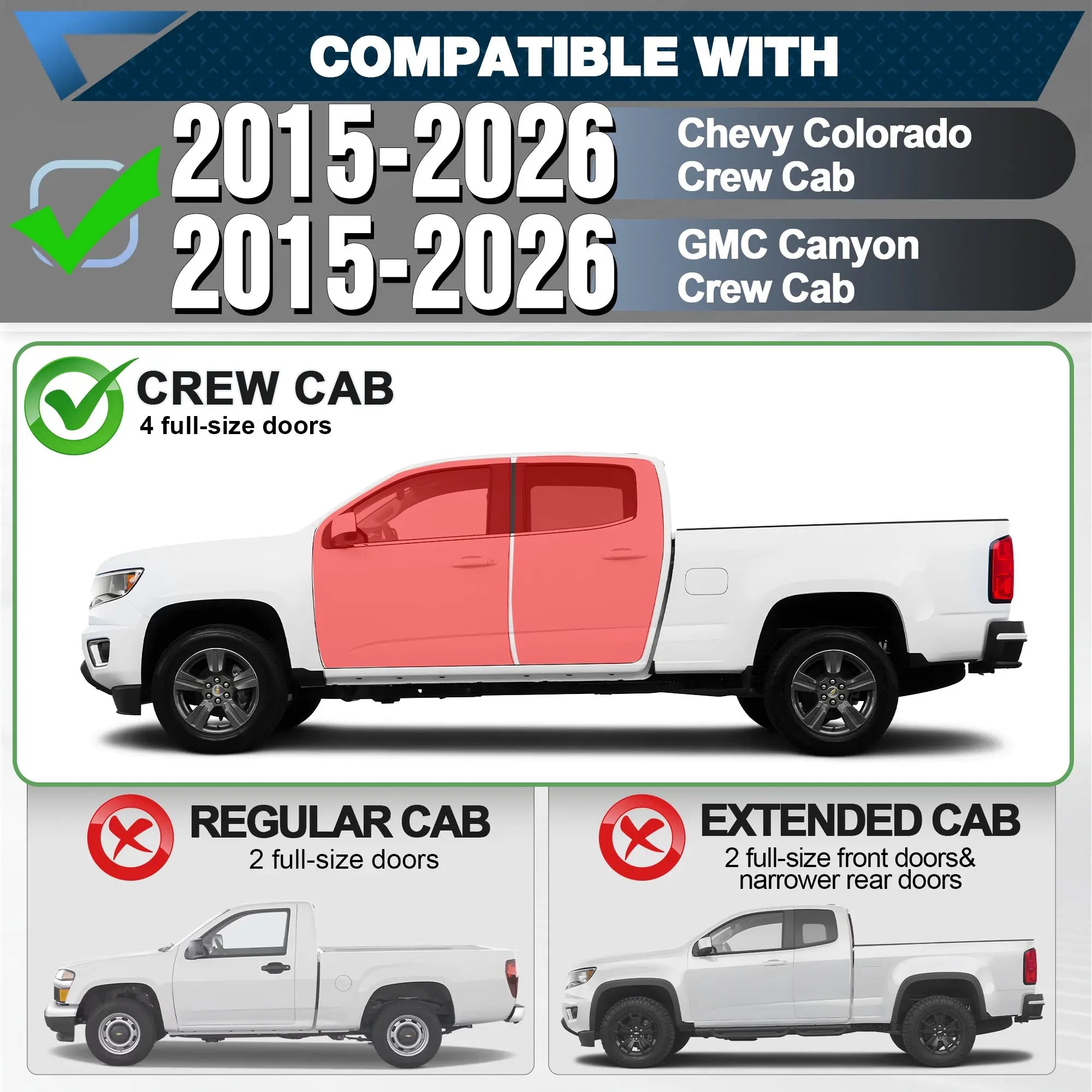 Running Boards for 2015–2026 Chevy Colorado & GMC Canyon Crew Cab POFENZE 