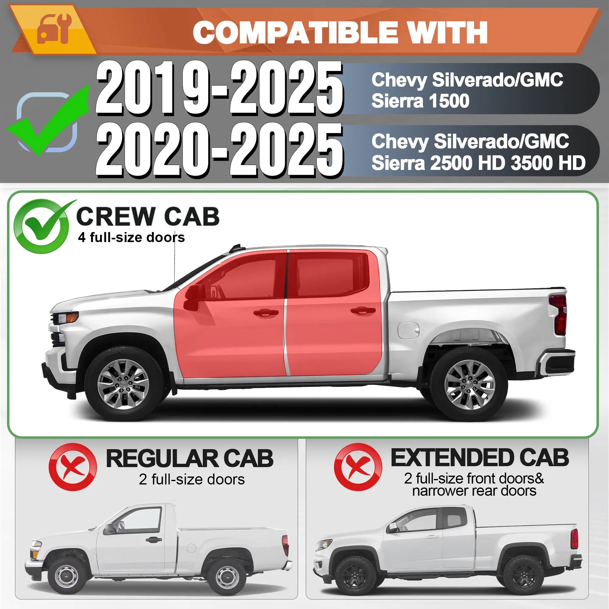 Running Boards for Chevy Silverado & GMC Sierra Crew Cab 2019-2025 - POFENZE