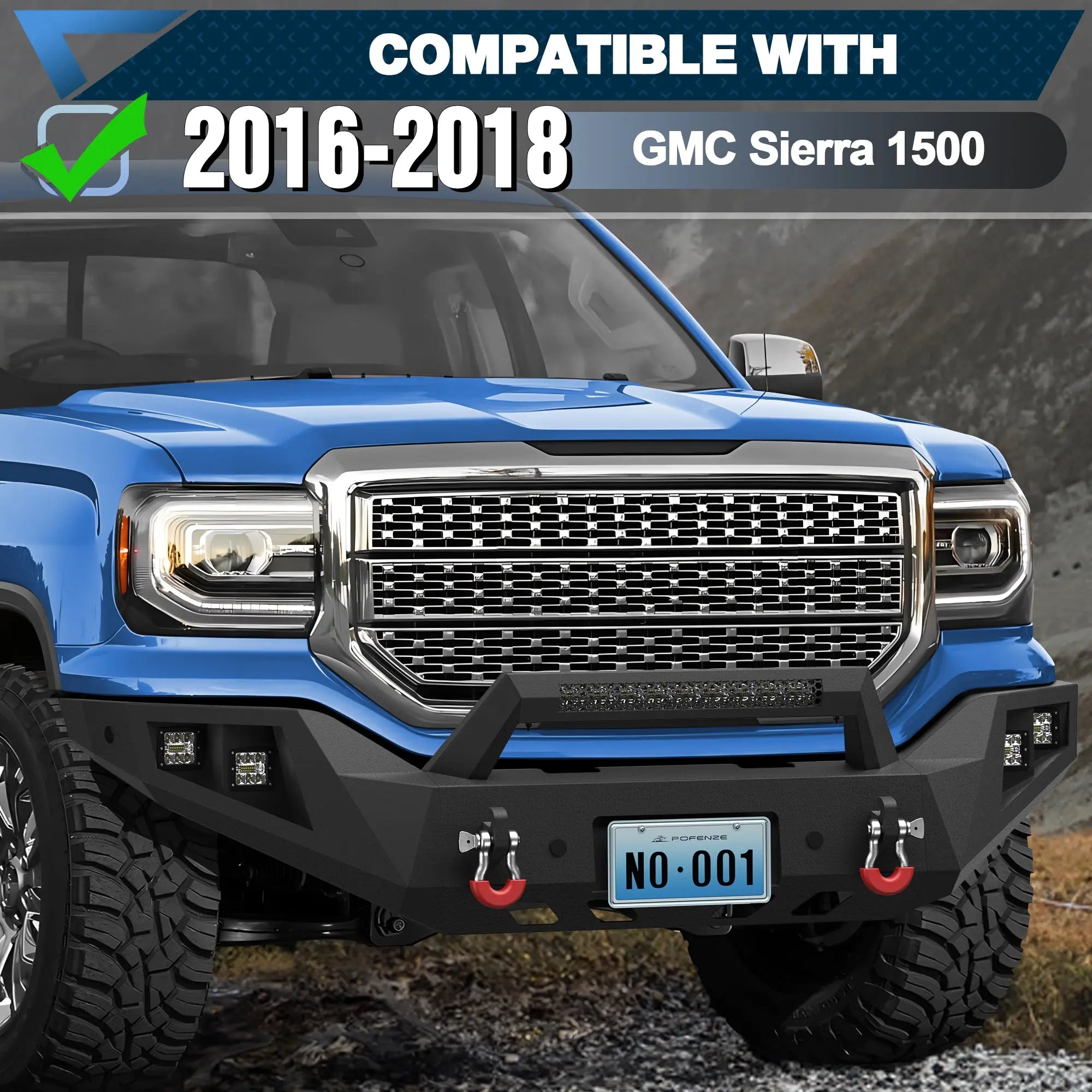 Sierra 1500 Rear Bumper and Front Bumper for GMC Sierra 1500 2016 2017 2018 Pickup Truck - POFENZE