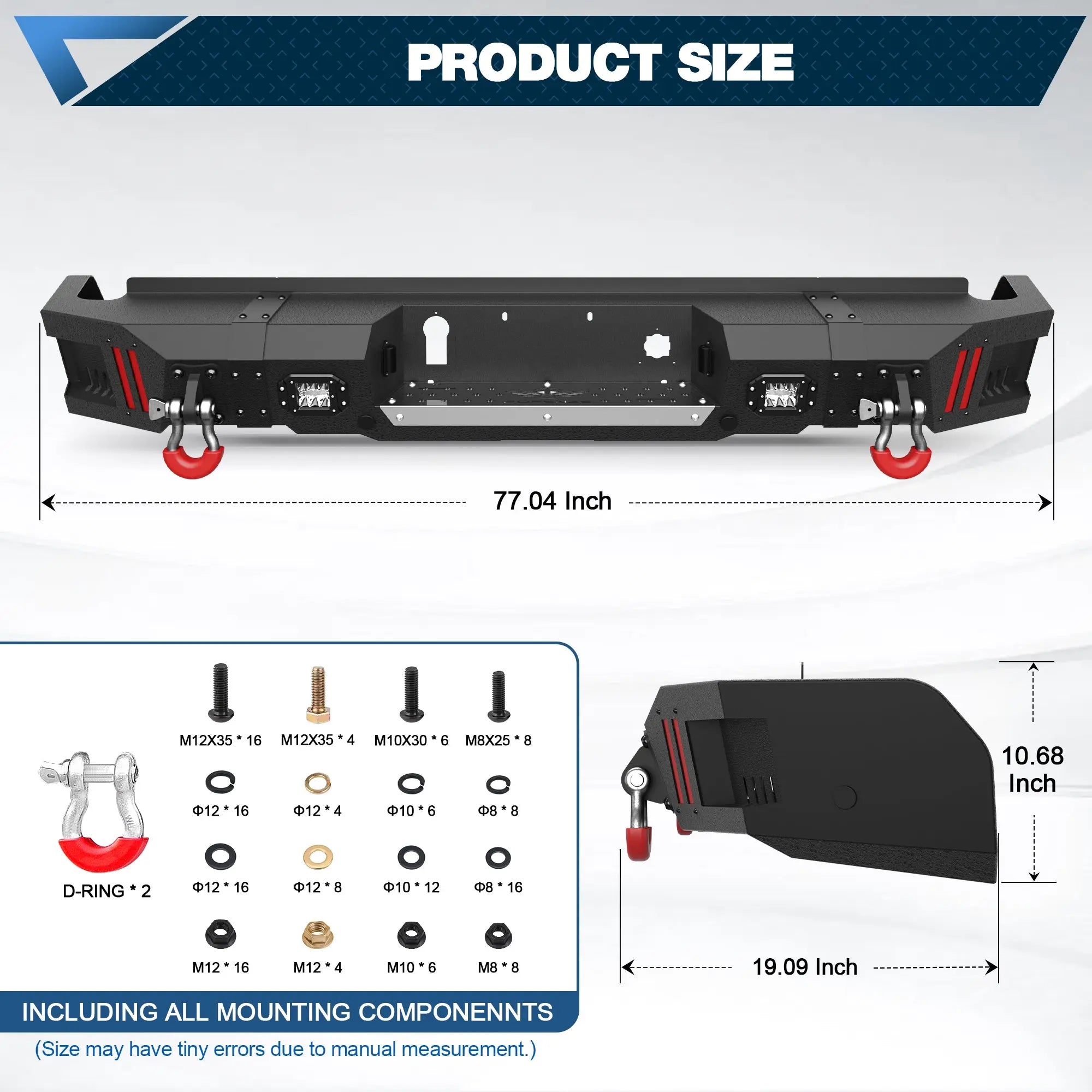 Silverado 1500 Rear Bumper Textured Black Pickup Truck Bumper for Chevy Silverado 1500 and GMC Sierra 1500 2019-2024 POFENZE