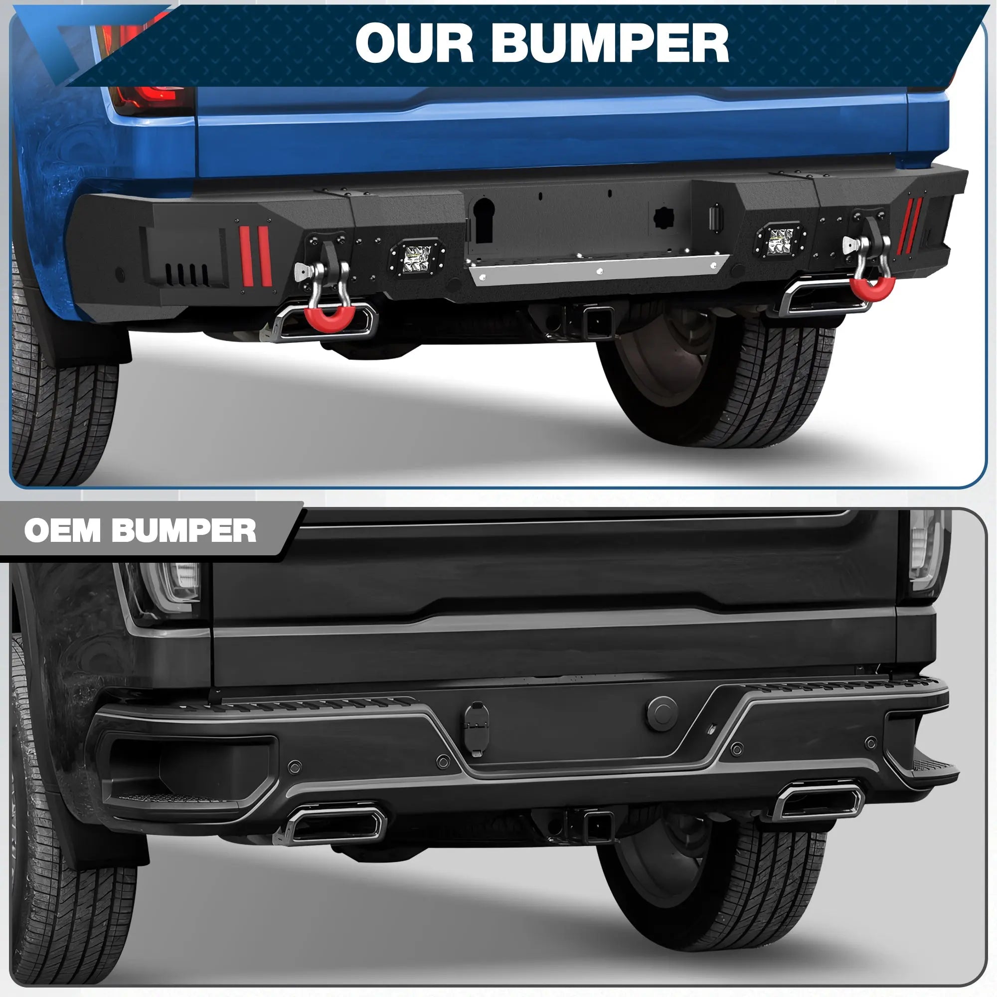 Silverado 1500 Rear Bumper Textured Black Pickup Truck Bumper for Chevy Silverado 1500 and GMC Sierra 1500 2019-2024 POFENZE