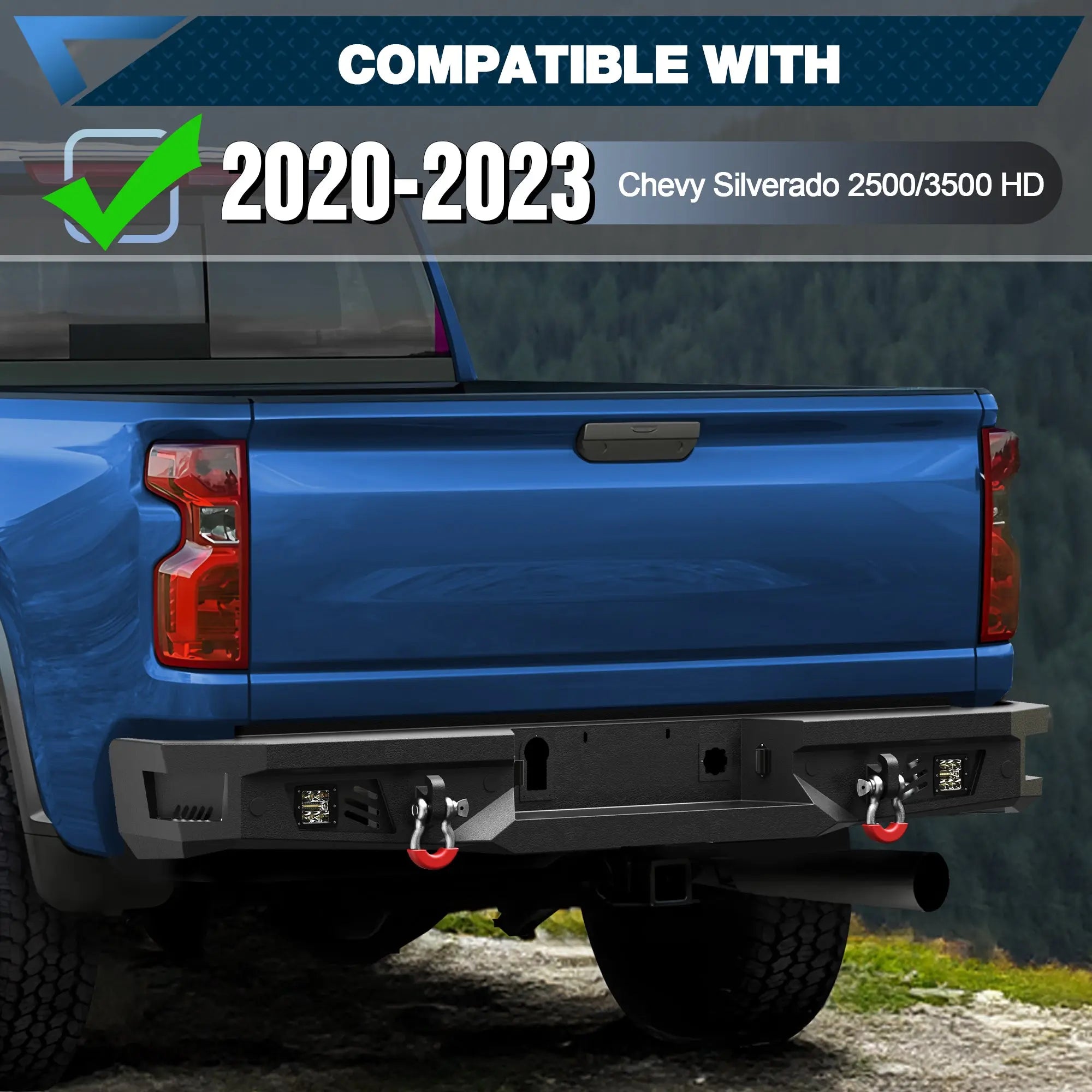 Silverado Bumpers Front and Rear Bumper Combo Full Width Offroad Bumpers for 2020-2023 Chevy Silverado 2500/3500 - POFENZE