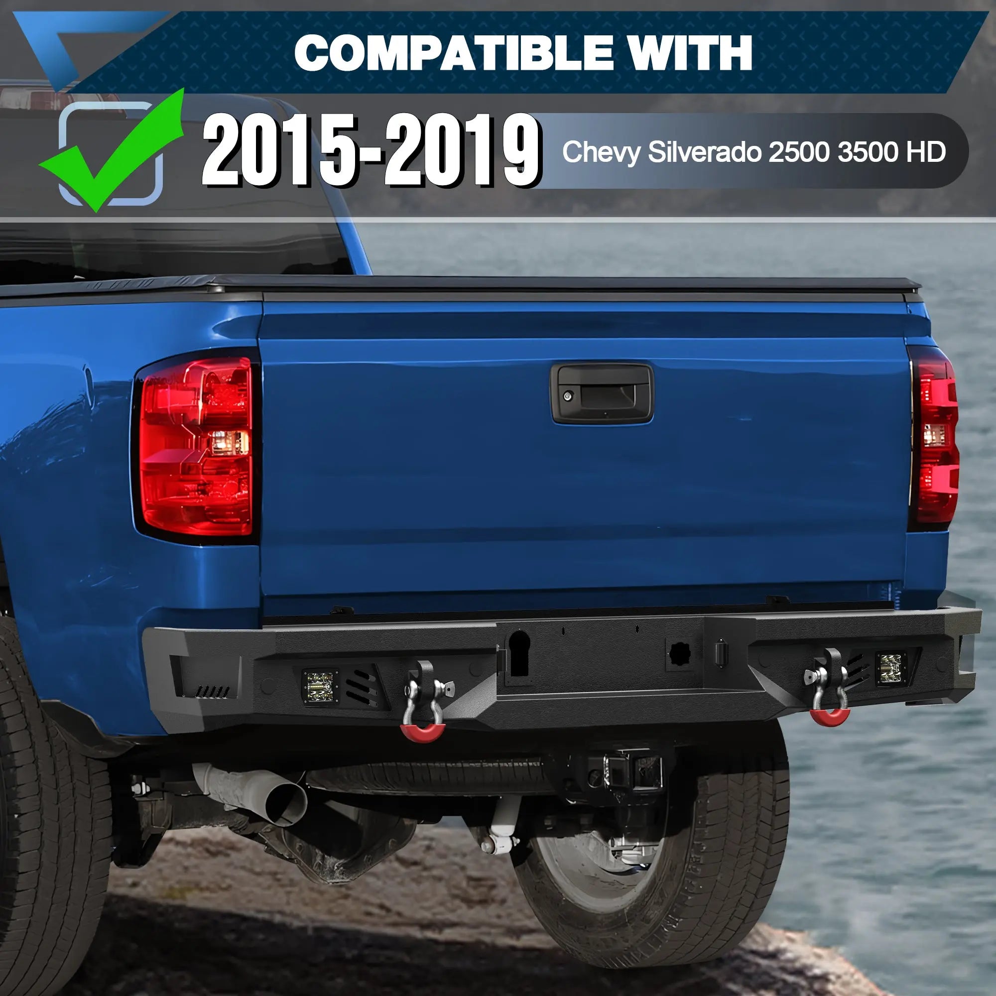 Silverado Front and Rear Bumper Kit for 2015-2019 Chevy Chevrolet Silverado 2500HD 3500HD Pickup Truck - POFENZE