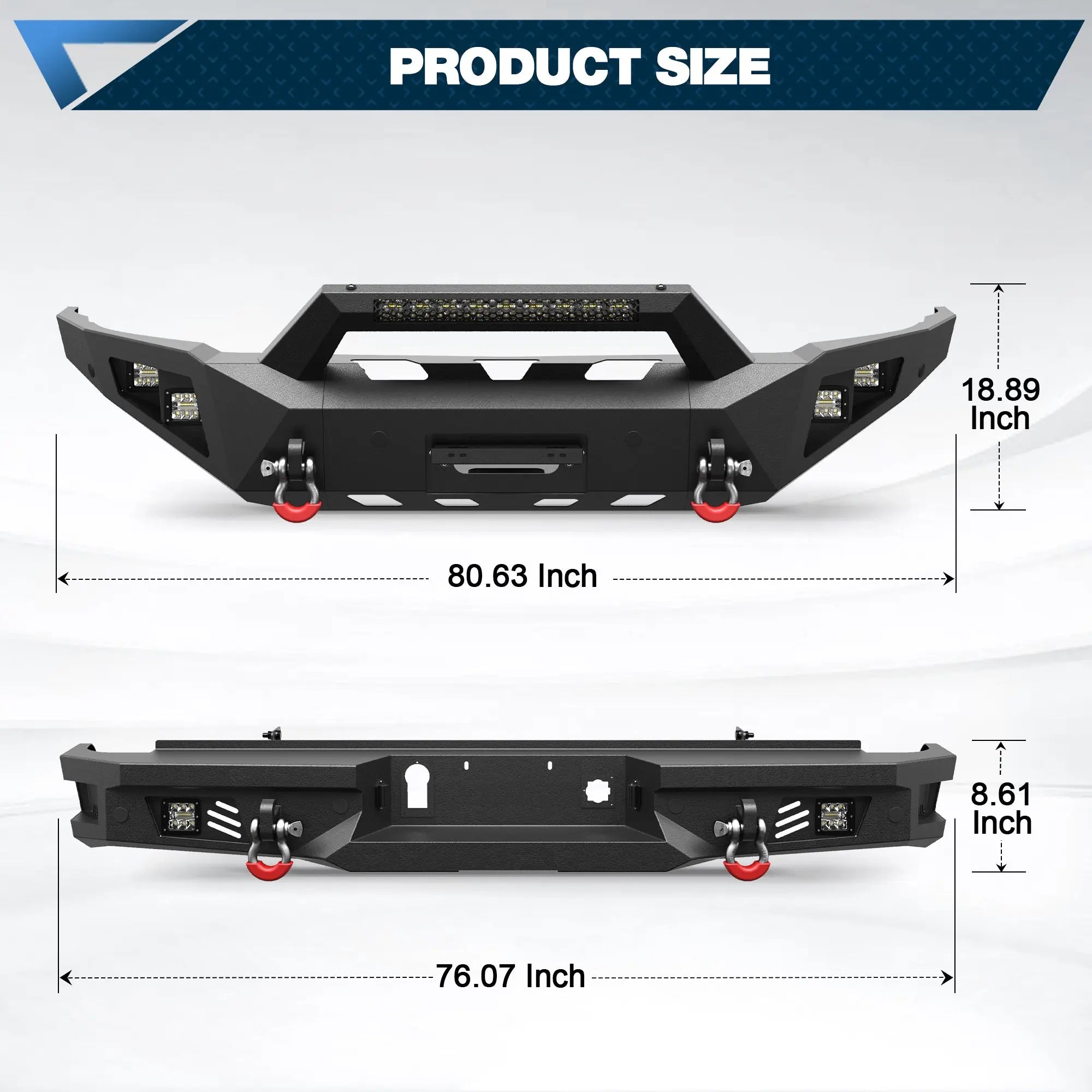 Silverado Front and Rear Bumper Kit for 2015-2019 Chevy Chevrolet Silverado 2500HD 3500HD Pickup Truck - POFENZE