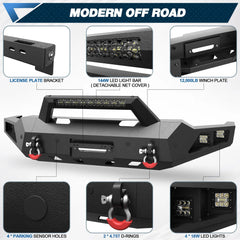 Silverado Full Width Front Bumper for 2020 2021 2022 2023 Chevy Silverado 2500/3500 HD w/Winch Plate, Lights and D-rings - POFENZE