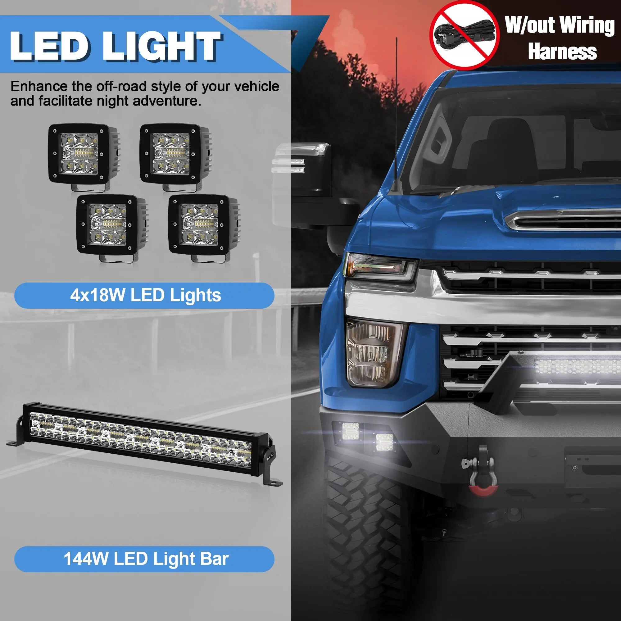 Silverado Full Width Front Bumper for 2020 2021 2022 2023 Chevy Silverado 2500/3500 HD w/Winch Plate, Lights and D-rings - POFENZE