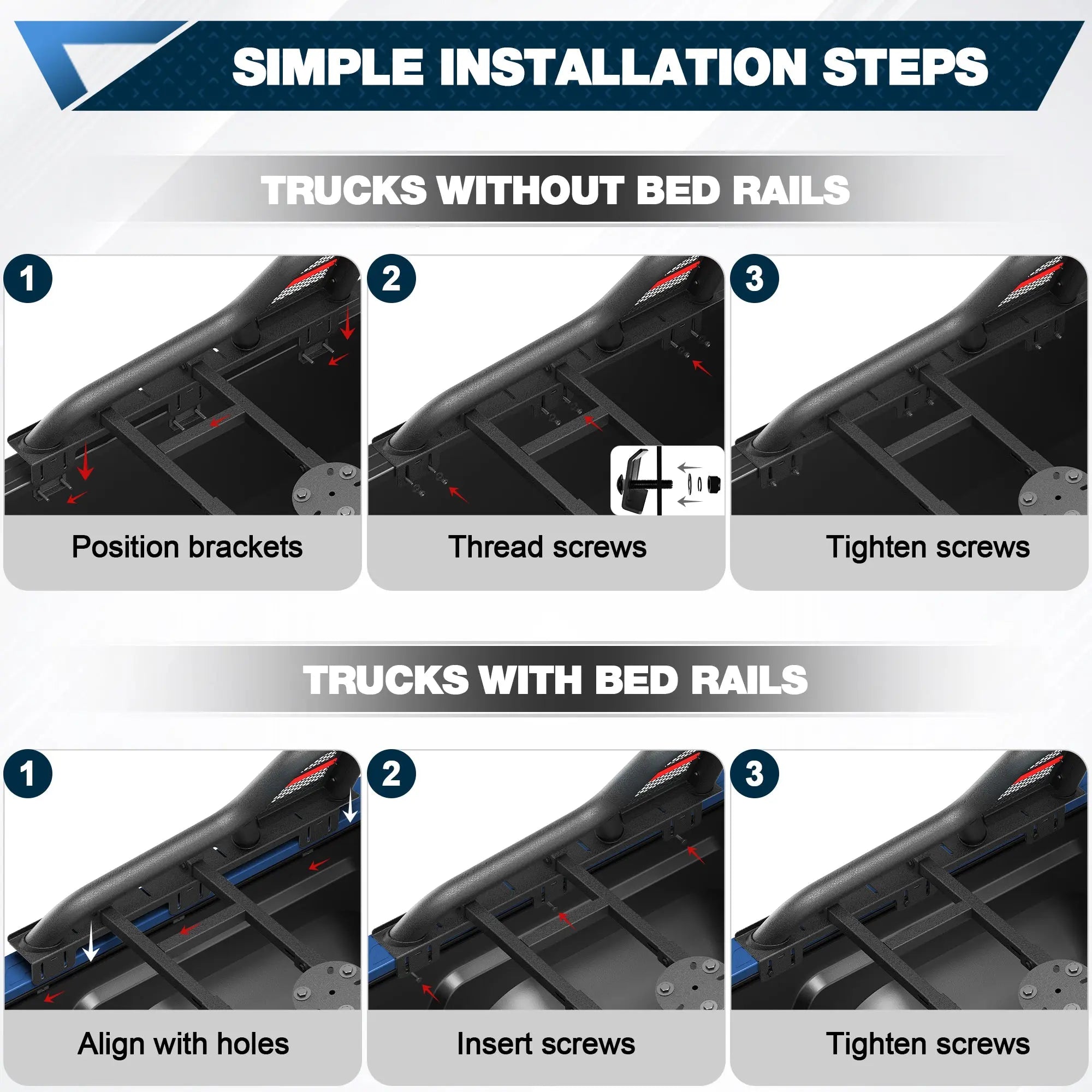 Sport Roll Bar Adjustable Truck Roll Bar 62"–67.51" Universal Fit for Toyota Tundra, Ford F150, Chevy Silverado & RAM POFENZE 