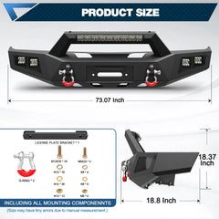 Steel Bumper For 1992-1993-1994-1995-1996-1997-1998-1999 Chevy Suburban Tahoe & GMC Yukon Front Bumper Steel Bumper with Winch Plate