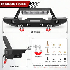 Steel Bumper For Jeep XJ Front Bumper Compatible with 1984-2001 Jeep Cherokee XJ with Winch Plate and Lights - POFENZE