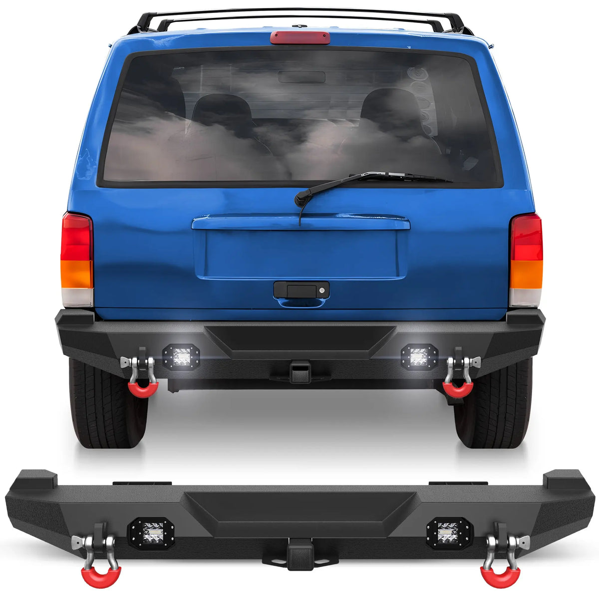 Steel Bumper For Jeep XJ Rear Bumper for 1984-2001 Jeep Cherokee XJ with Lights