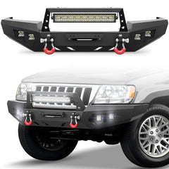 Steel Bumper for Grand Cherokee WJ Front Bumper for 1999 2000 2001 2002 2003 2004 Jeep Grand Cherokee WJ with Winch Plate and Lights
