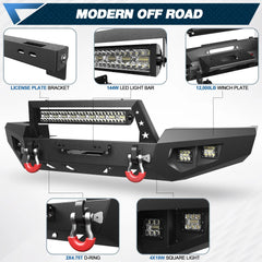 Steel Bumper for Grand Cherokee WJ Front Bumper for 1999 2000 2001 2002 2003 2004 Jeep Grand Cherokee WJ with Winch Plate and Lights