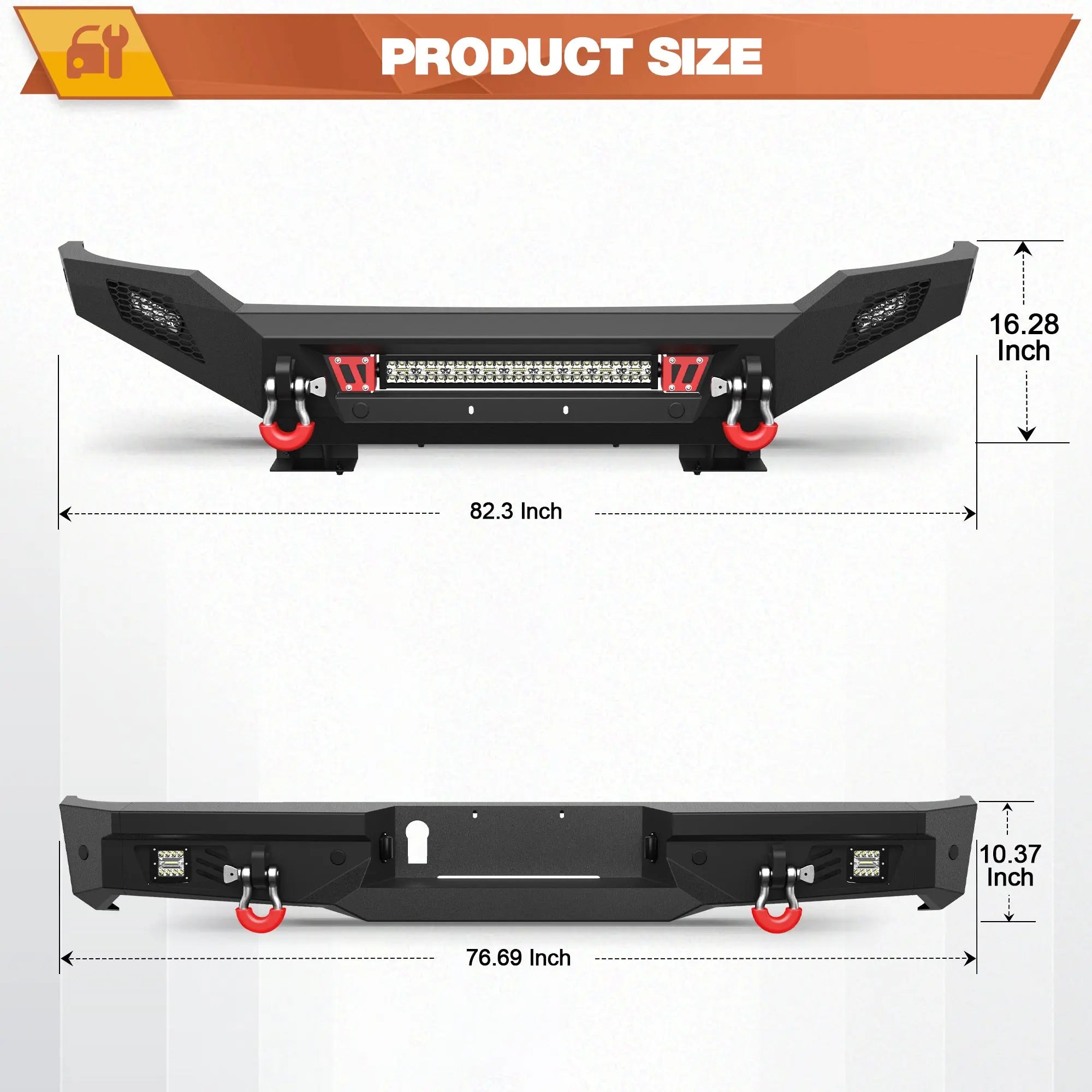 Sturdy Steel Front or Rear Bumper with Led Lights for Toyota Tundra 2007-2013 POFENZE