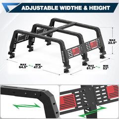 Tacoma Bed Rack 22.5" High Truck Bed Rack Overland for 2005-2025 Tacoma