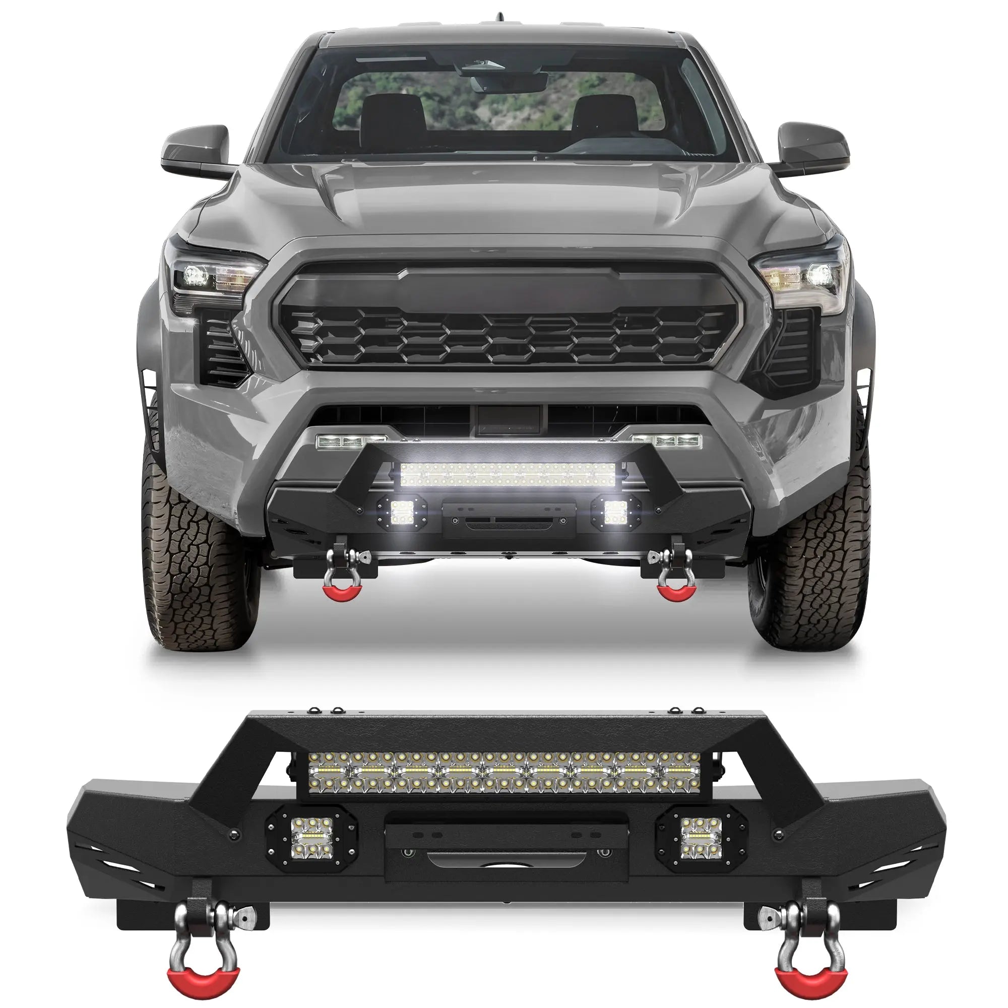 Tacoma Front Bumper for 2024 2025 2026 Toyota Tacoma with Winch Plate and Lights POFENZE 