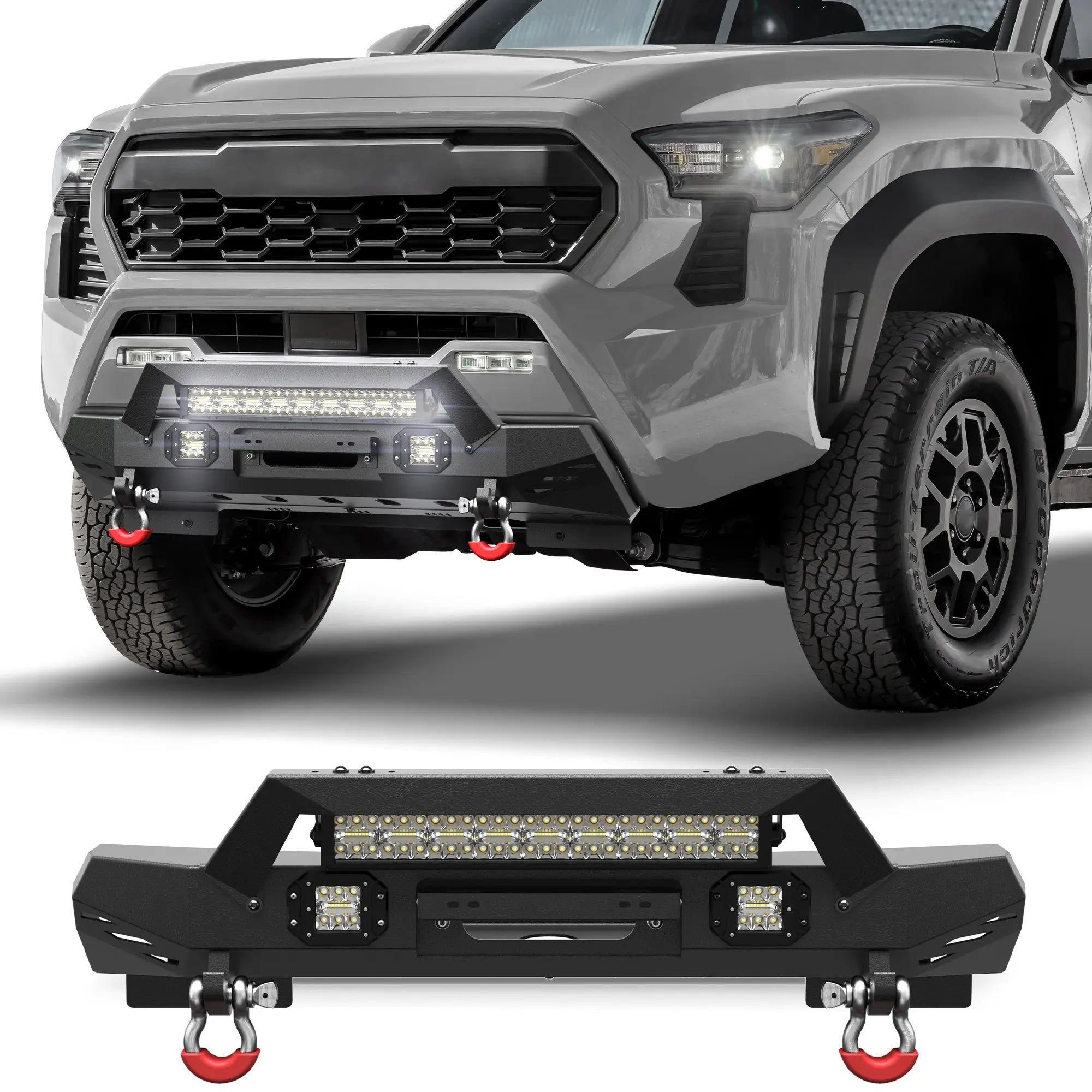 Tacoma Front Bumper for 2024 2025 2026 Toyota Tacoma with Winch Plate and Lights POFENZE 