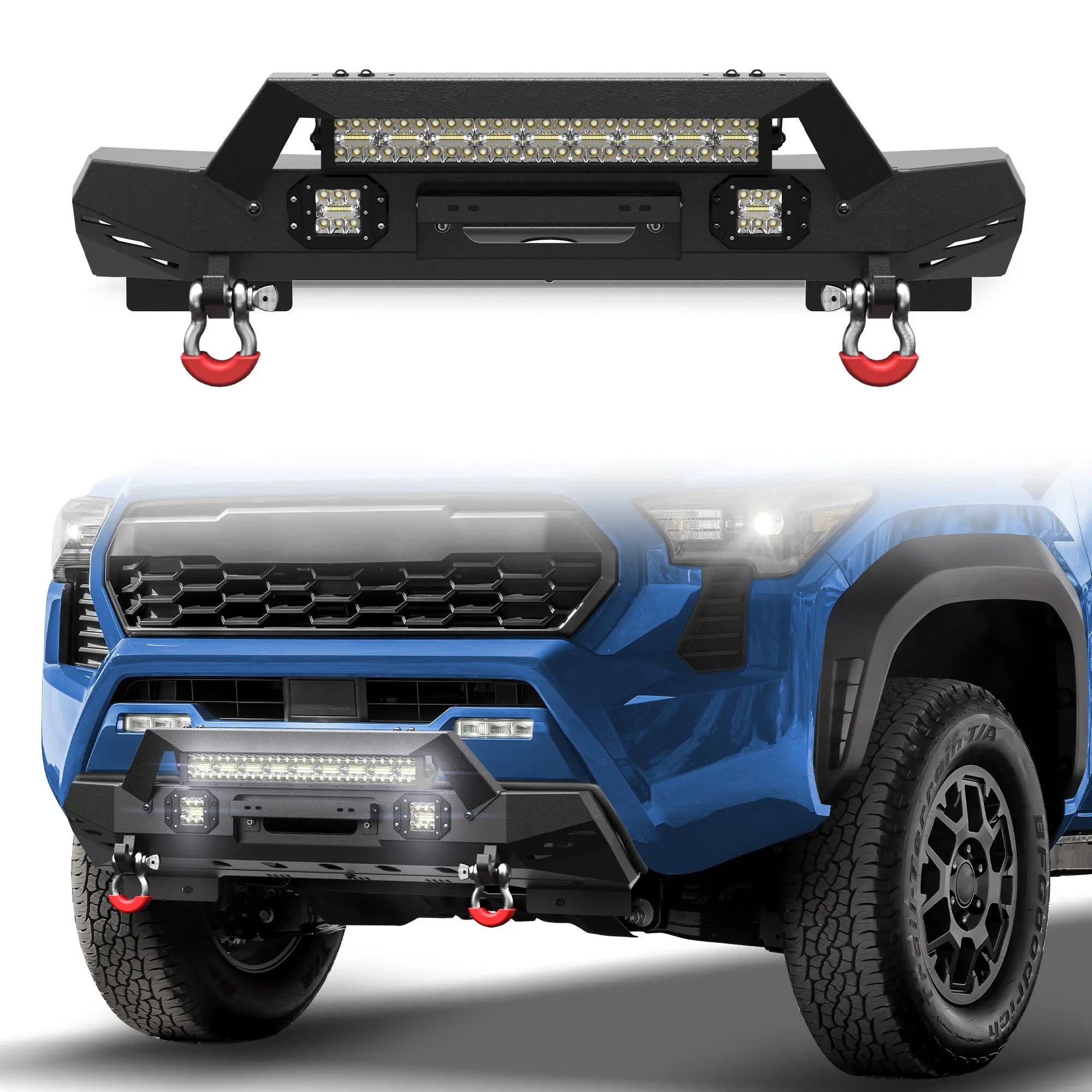 Tacoma Front Bumper for 2024 2025 2026 Toyota Tacoma with Winch Plate and Lights POFENZE 