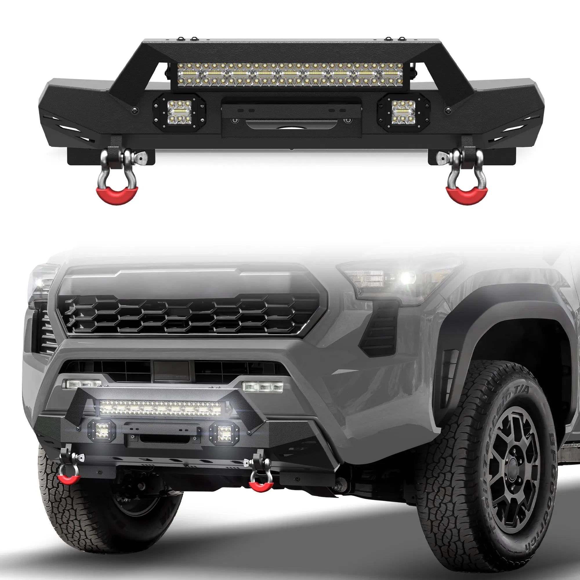 Tacoma Front Bumper for 2024 2025 2026 Toyota Tacoma with Winch Plate and Lights POFENZE 