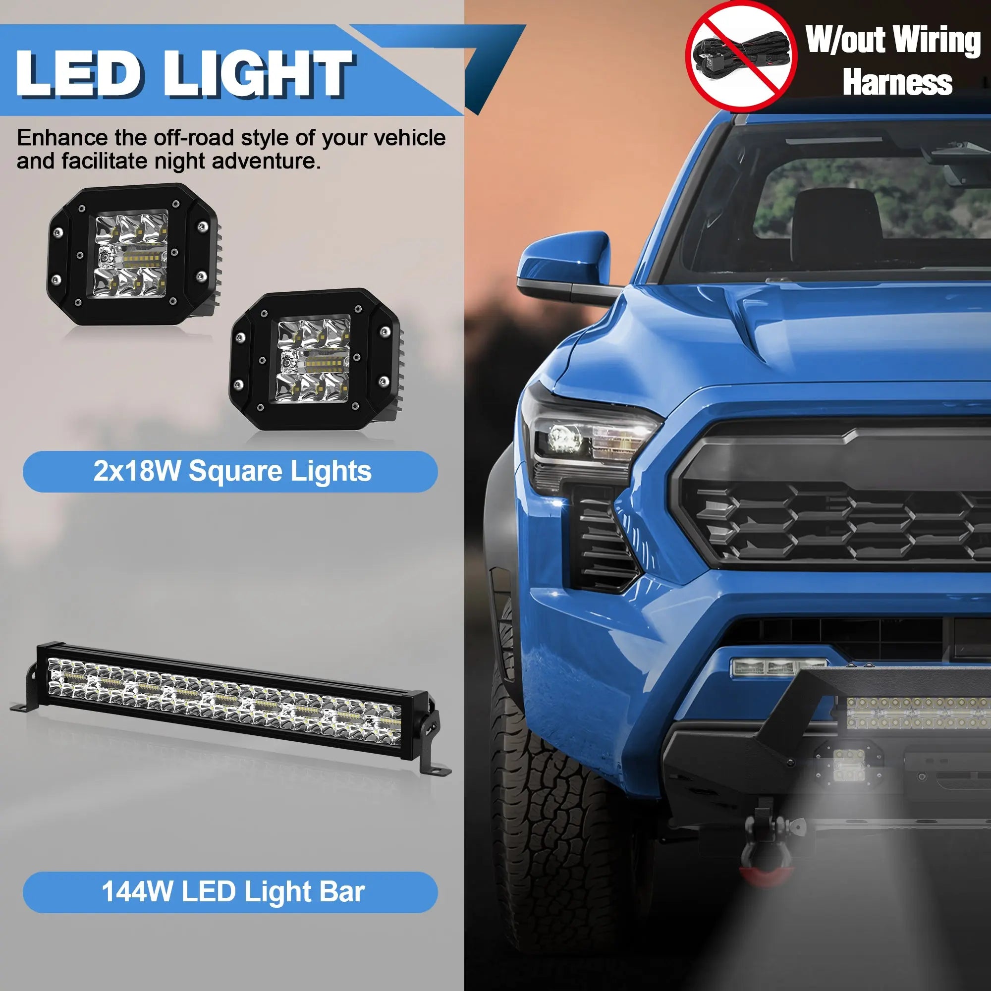 Tacoma Front Bumper for 2024 2025 2026 Toyota Tacoma with Winch Plate and Lights POFENZE 