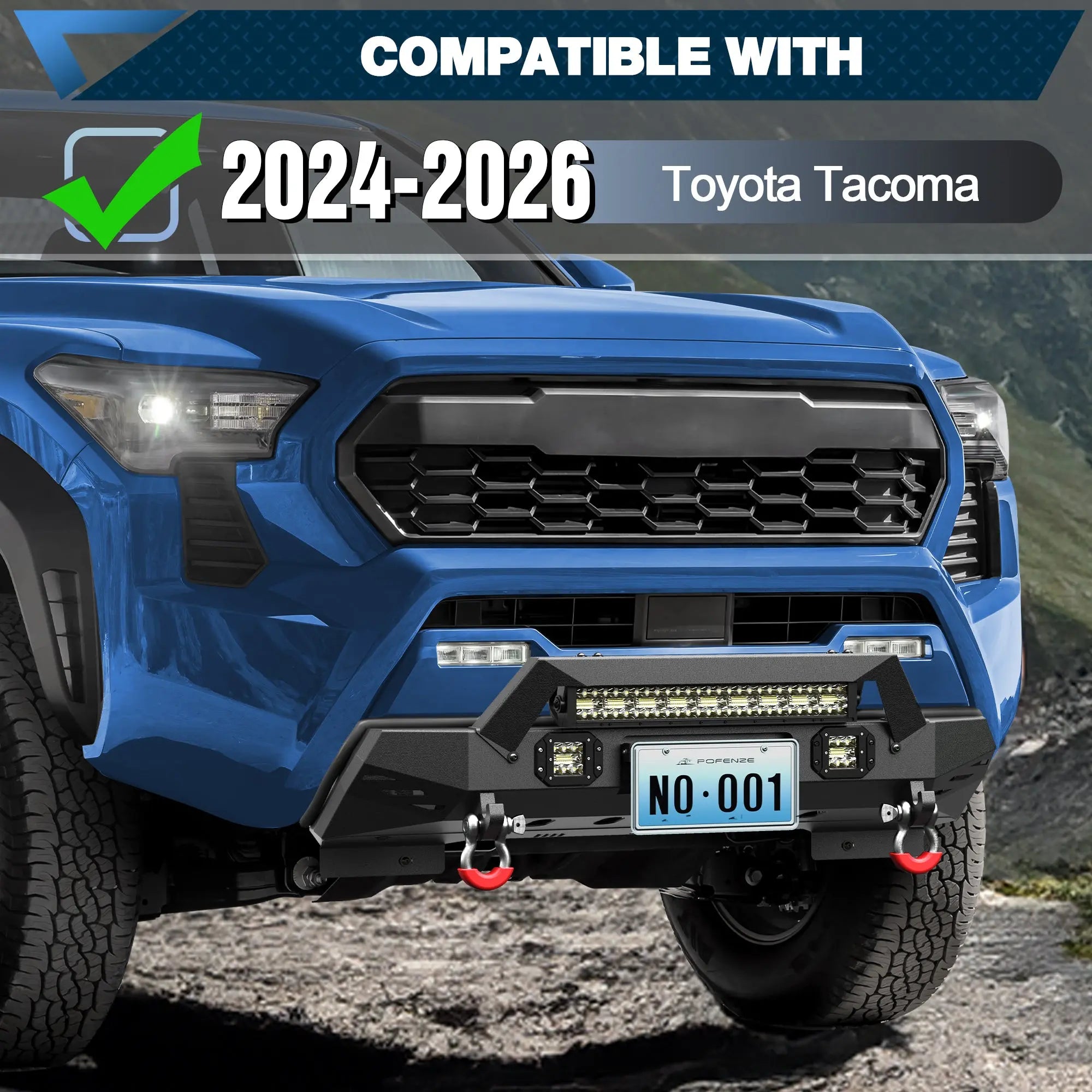 Tacoma Front Bumper for 2024 2025 2026 Toyota Tacoma with Winch Plate and Lights POFENZE 