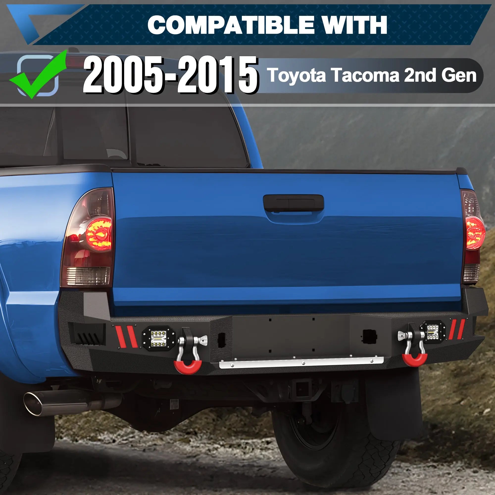 Tacoma Front and Rear Bumper Set for 2005-2015 Toyota Tacoma 2nd Gen Pickup Truck Full Width and Heavy-duty Bumpers Including Winch Plate - POFENZE