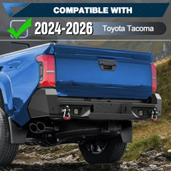 Tacoma Rear Bumper for Toyota Tacoma 2024 2025 2026 Pickup Truck Heavy Duty Steel Back Bumper POFENZE 