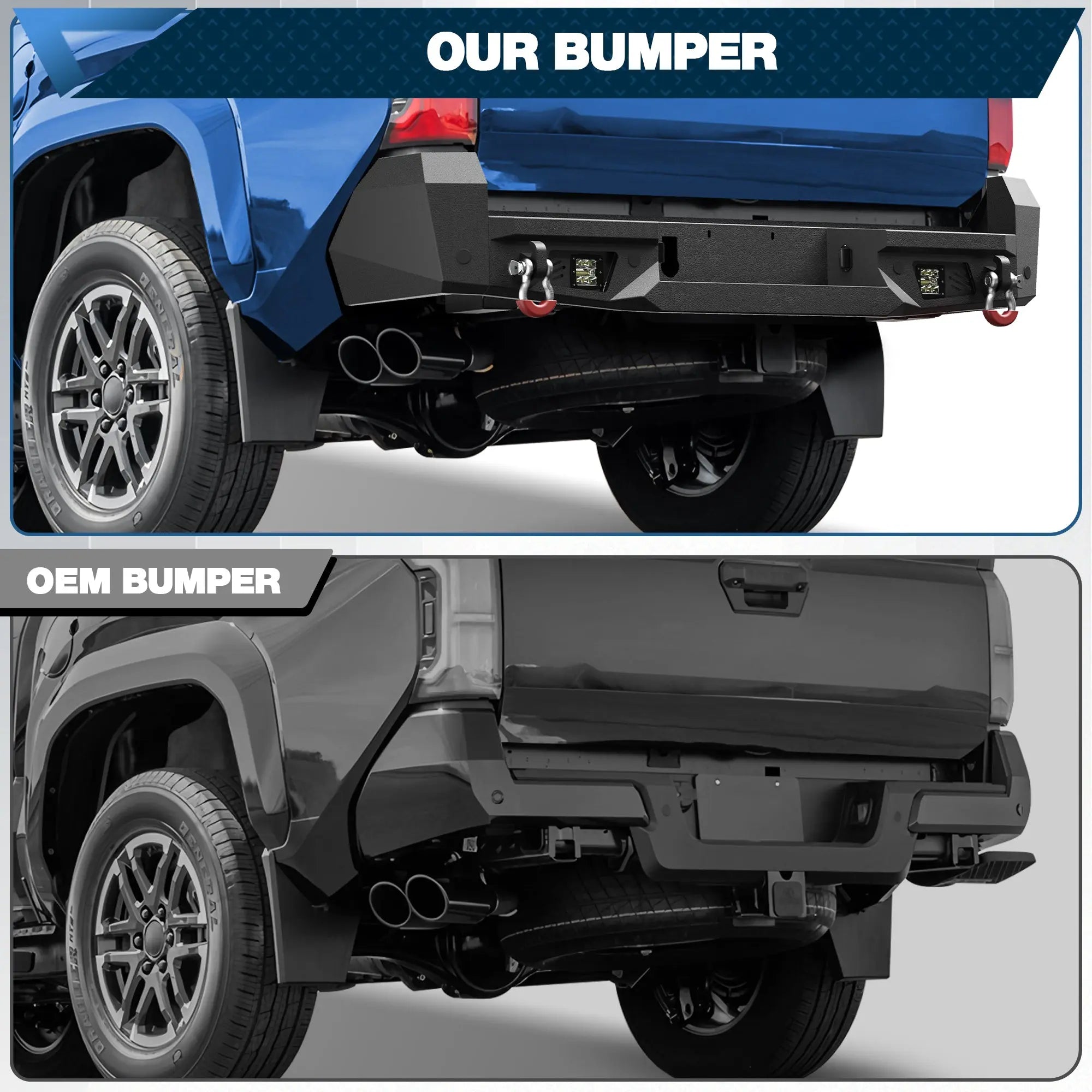 Tacoma Rear Bumper for Toyota Tacoma 2024 2025 2026 Pickup Truck Heavy Duty Steel Back Bumper POFENZE 