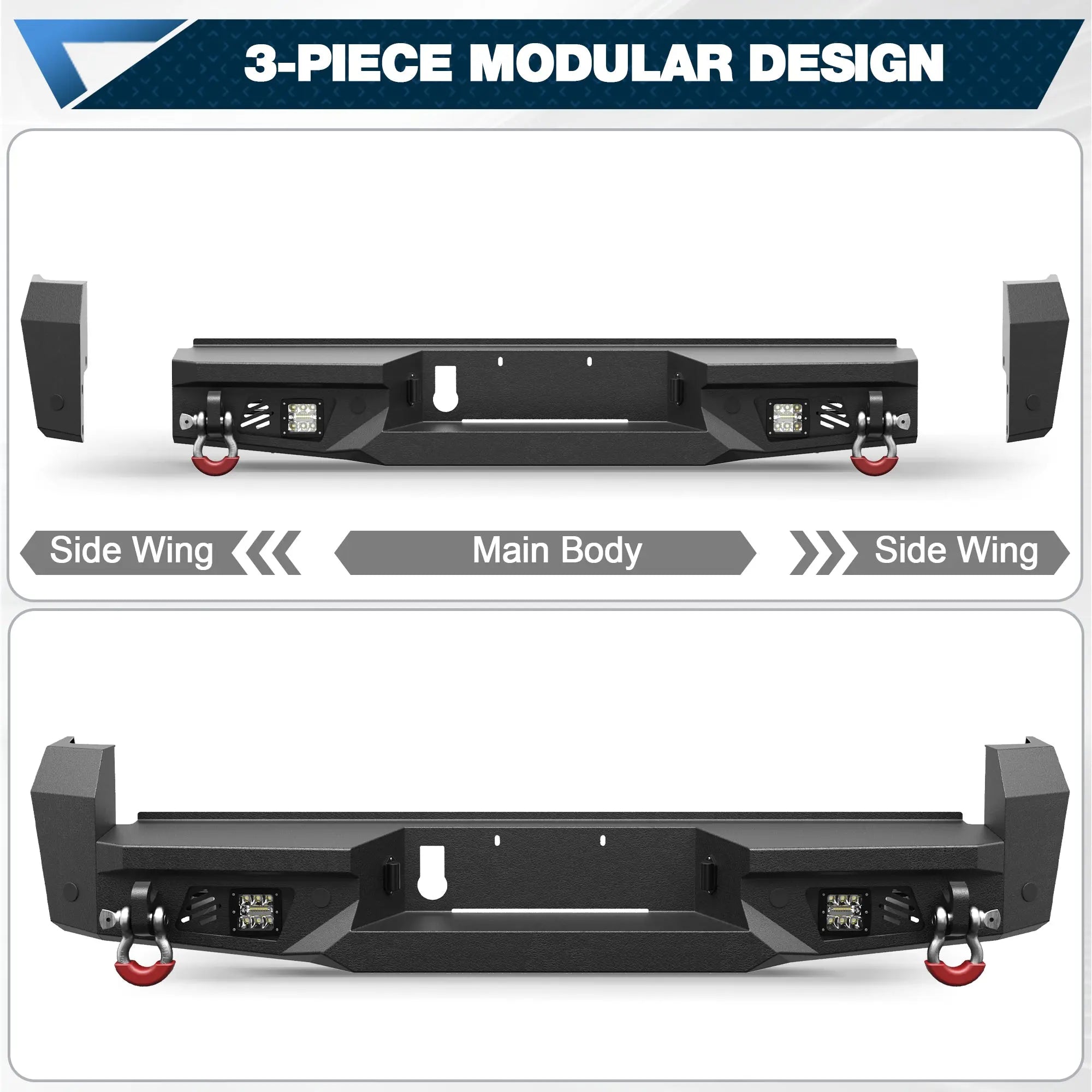 Tacoma Rear Bumper for Toyota Tacoma 2024 2025 2026 Pickup Truck Heavy Duty Steel Back Bumper POFENZE 