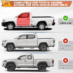 Tacoma Running Boards Two Raised Side Step Compatible for Toyota Tacoma Access Cab 2005-2023 (2 Door Only), 2 Stairs Step Rails Powder Coated Black Carbon Steel Nerf Bars POFENZE