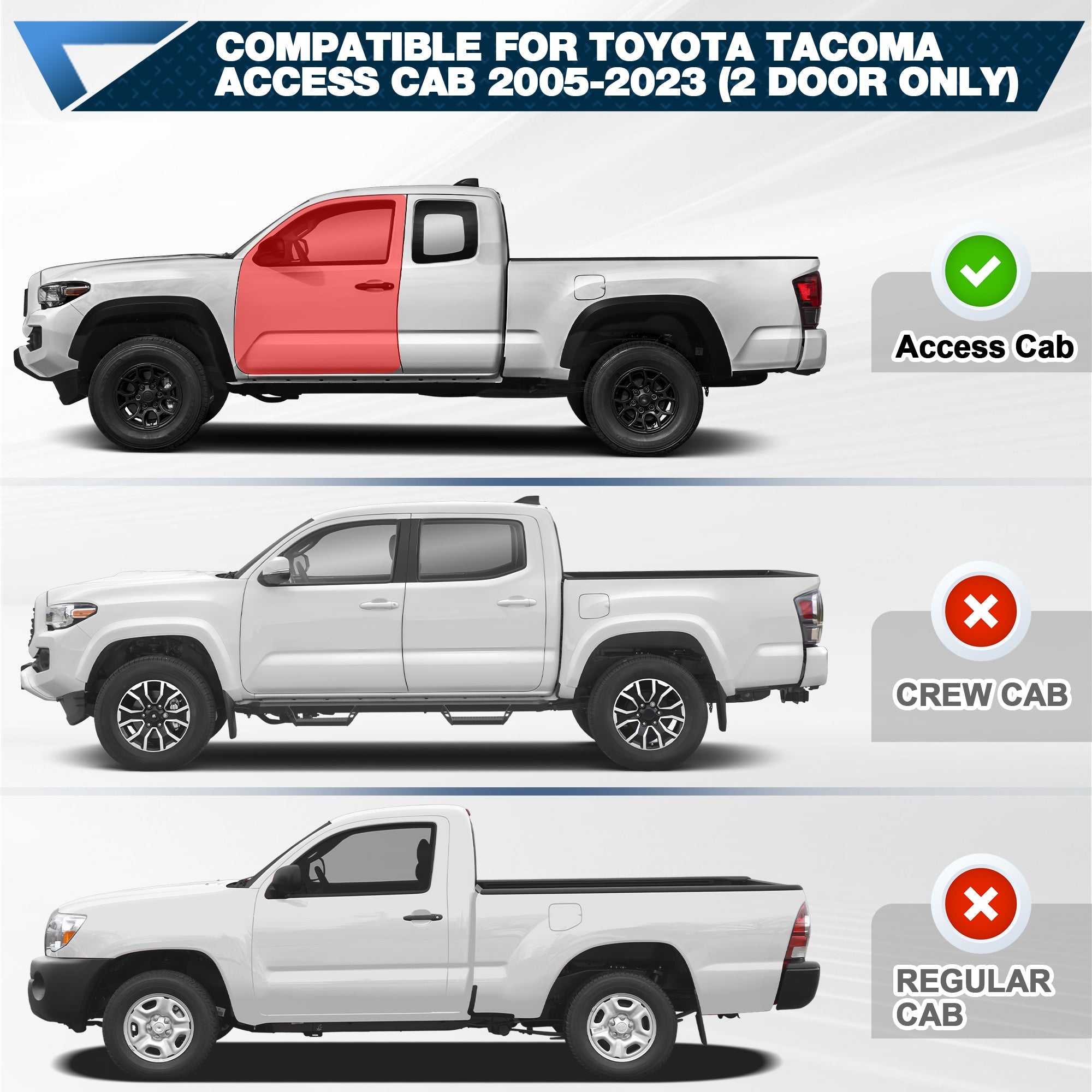 Black Nerf Bars Installed on 2005-2023 Toyota Tacoma Access Cab – POFENZE Running Boards Side View