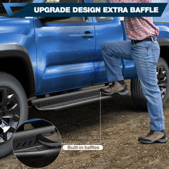Anti-Slip Step Surface Close-Up – POFENZE Side Steps for 2005-2023 Toyota Tacoma Access Cab Black Nerf Bars