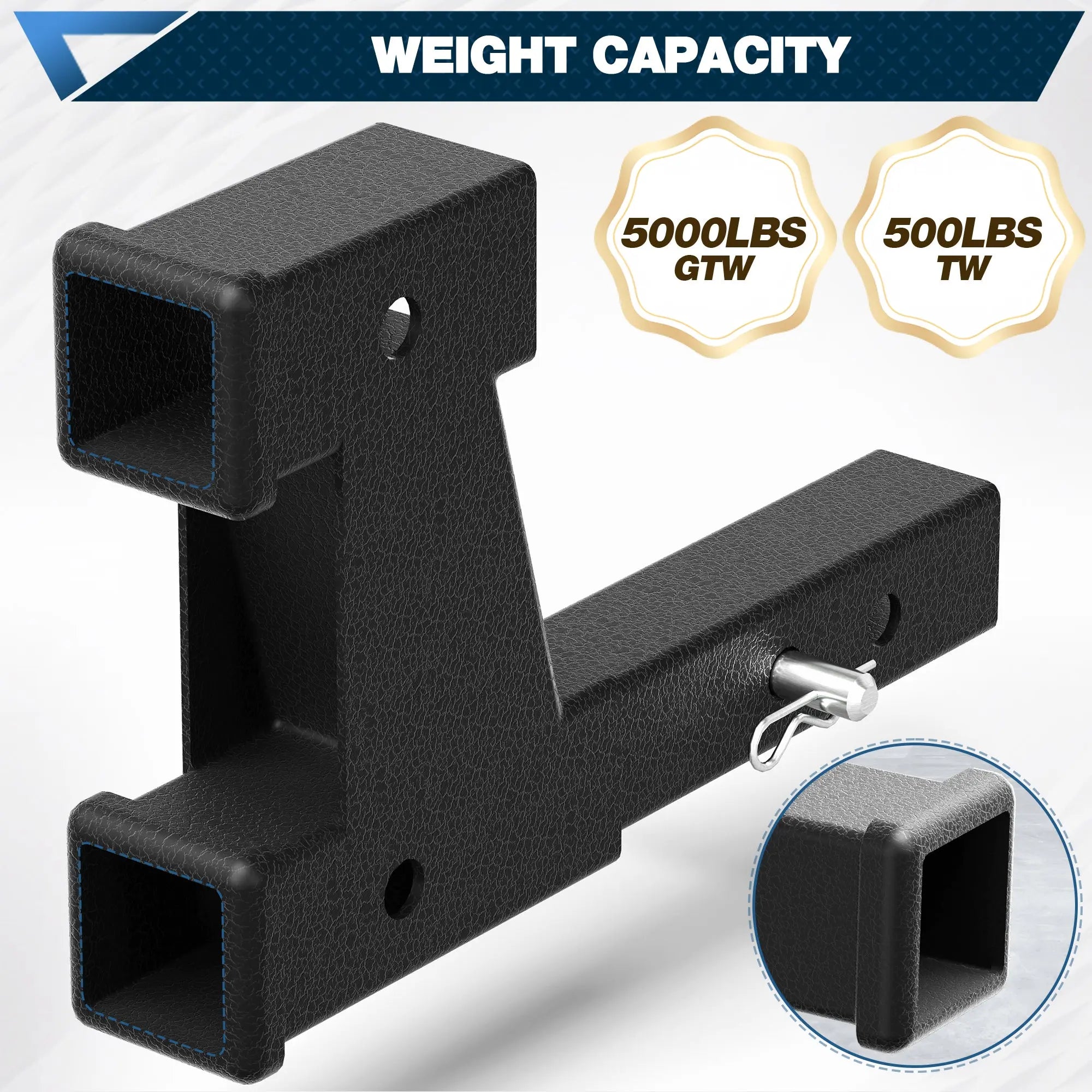 Trailer Hitch Extender for 2 Inch Receiver Adjustable 7.3"-9.3" Extension with 5/8 inch Bolt Nut Clip 4000 lbs POFENZE