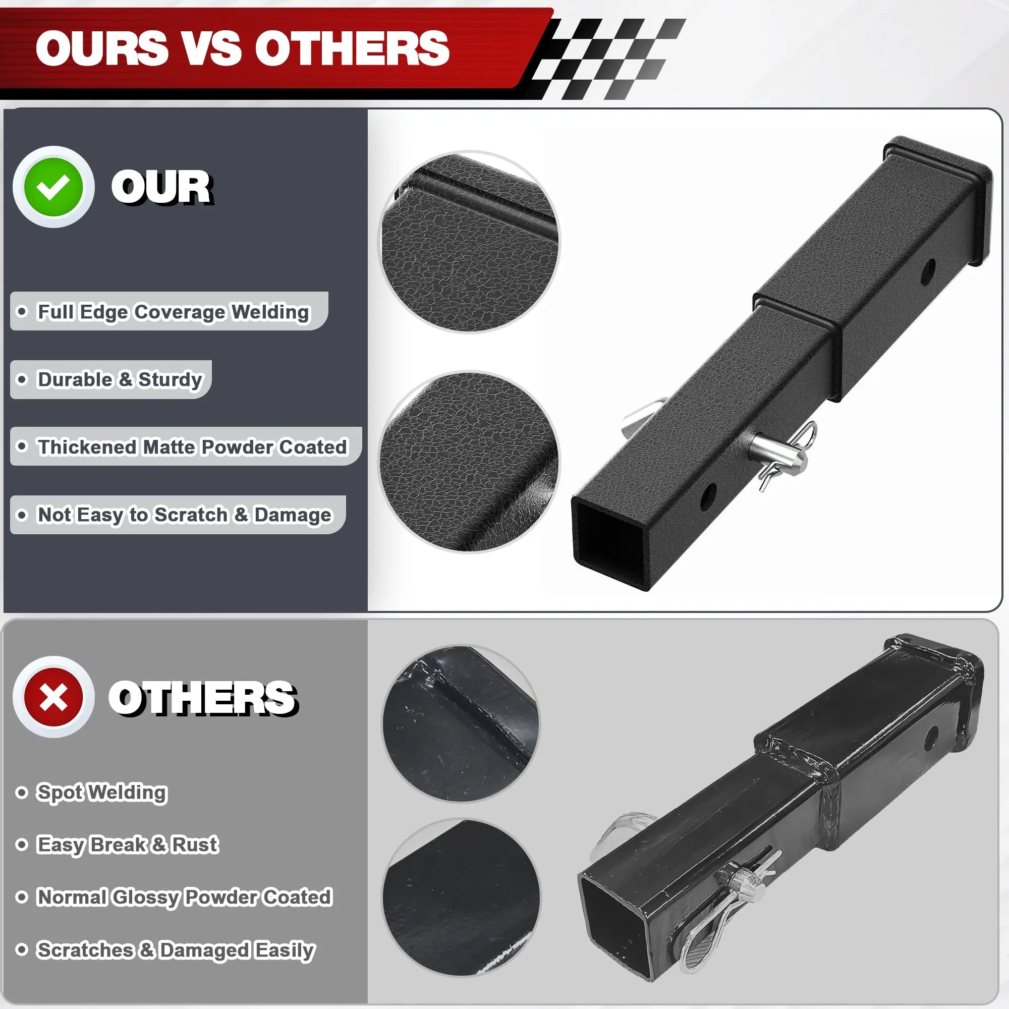 Trailer Hitch for 2 Inch Receiver Adjustable 7.3"-9.3" Drop Hitch 2 inch Receiver POFENZE