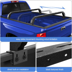 Truck Bed Rack with 2 Cross Bars Truck Ladder Rack Compatible with 2007-2022 Chevy Silverado 1500 & 2009-2023 Ford F150 & 2002-2023 Dodge Ram 1500 & 2007-2013 Toyota Tundra Without Bed Rails POFENZE